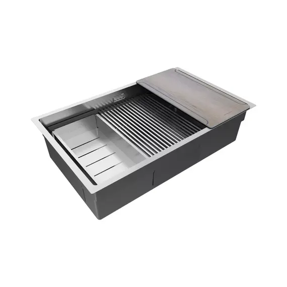 Кухонная мойка Paulmark NEXT-MULTI SINK 74-L UNI 1,2 мм PM787445-L-BS, брашированная сталь - фото 2