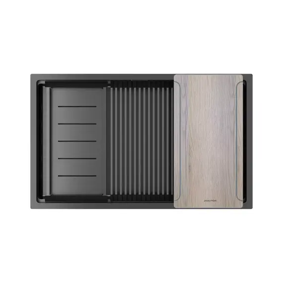 Кухонная мойка Paulmark NEXT-MULTI SINK 74-L UNI 1,2 мм PM787445-L-GM, вороненая сталь - фото 
