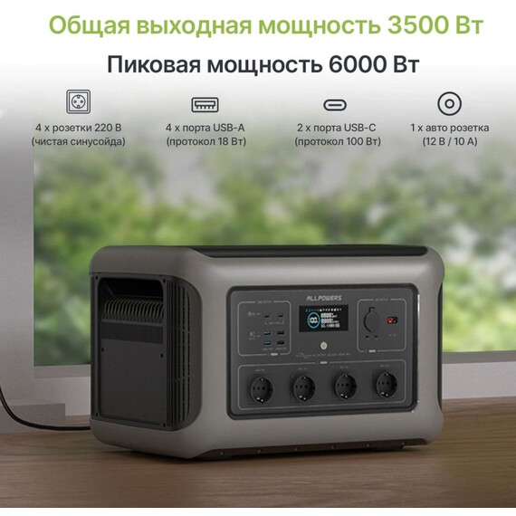 Портативная зарядная станция Allpowers R3500-V2 3500Вт 3168Вт/ч - фото 5