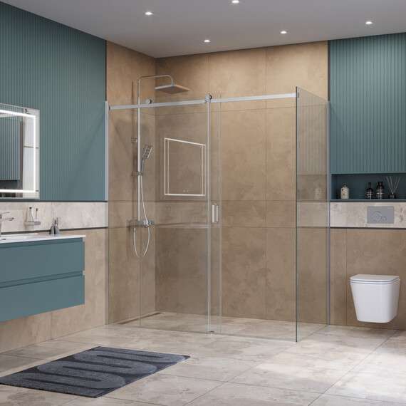 Душевое ограждение BelBagno 180x100 см SOFT_CLOSE-2-AH-1-180/100-C-Cr (стекло 8 мм) хром/прозрачное - фото 3