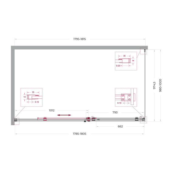 Душевое ограждение BelBagno 180x100 см SOFT_CLOSE-2-AH-1-180/100-C-Cr (стекло 8 мм) хром/прозрачное - фото 9