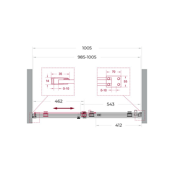 Душевая дверь BelBagno 100 см SOFT_CLOSE-2-BF-1-100-C-GM (стекло 8 мм) оружейная сталь/прозрачное - фото 8