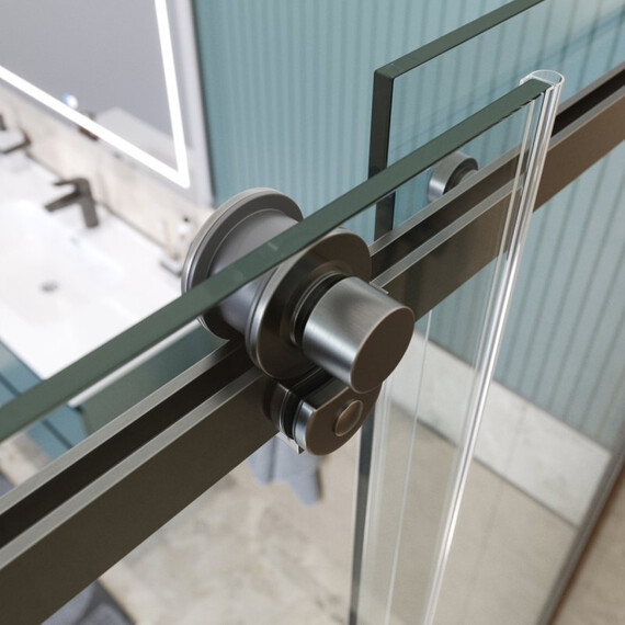 Душевая дверь BelBagno 110 см SOFT_CLOSE-2-BF-1-110-C-GM (стекло 8 мм) оружейная сталь/прозрачное - фото 4