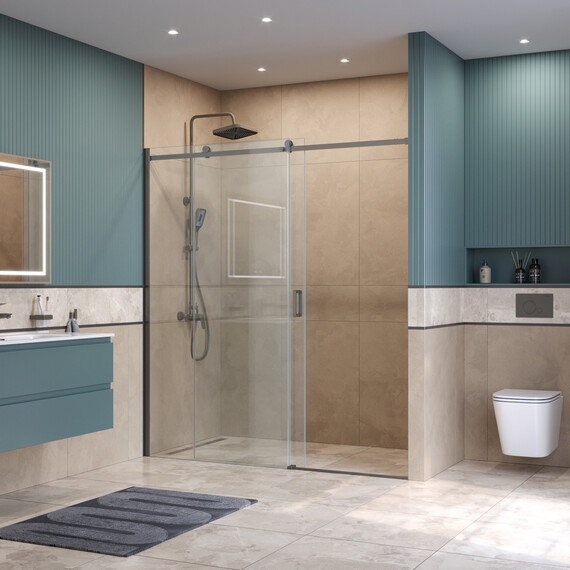 Душевая дверь BelBagno 180 см SOFT_CLOSE-2-BF-1-180-C-GM (стекло 8 мм) оружейная сталь/прозрачное - фото 3