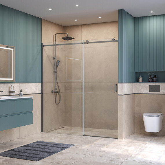Душевая дверь BelBagno 180 см SOFT_CLOSE-2-BF-1-180-C-GM (стекло 8 мм) оружейная сталь/прозрачное - фото 4