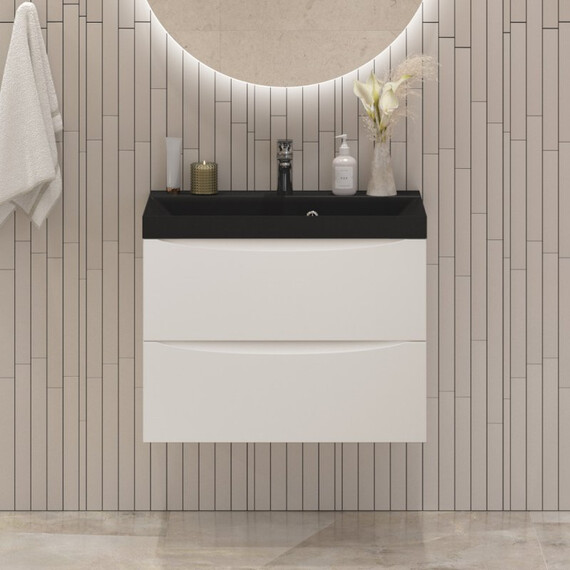 Тумба подвесная с раковиной BelBagno MARINO-600-2C-SO-BL-P 60 см (раковина BB600/450-LV-ART-AST-NERO) Bianco Lucido - фото 4