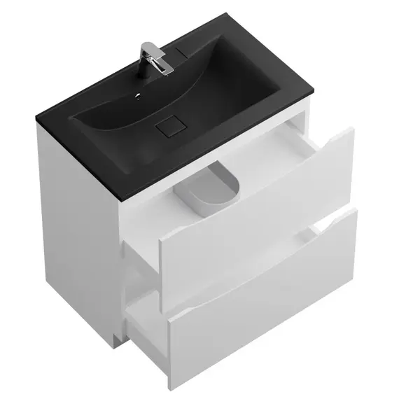 Тумба напольная с раковиной BelBagno 80 см MARINO-800-2C-PIA-BL-P (раковина BB800/450-LV-ART-PR-NERO) Bianco Lucido - фото 5