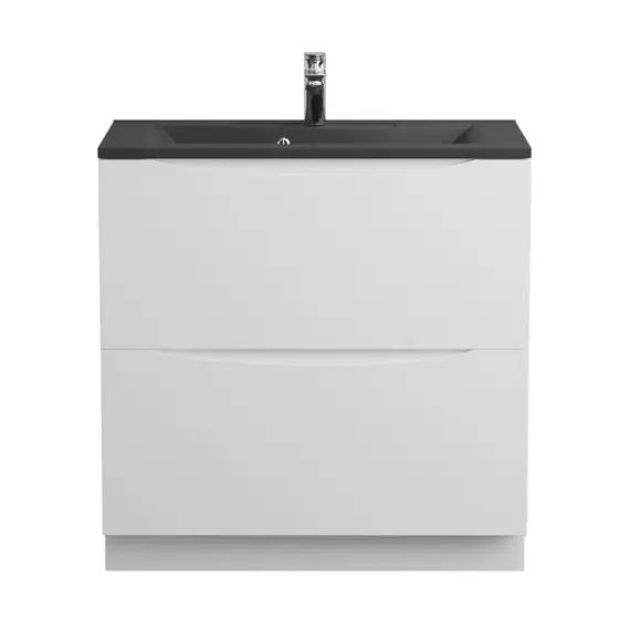 Тумба напольная с раковиной BelBagno 80 см MARINO-800-2C-PIA-BL-P (раковина BB800/450-LV-ART-PR-NERO) Bianco Lucido - фото 4