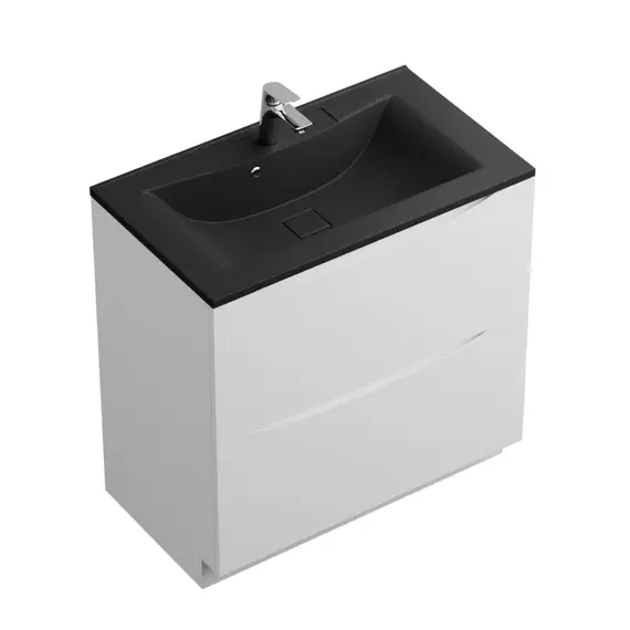 Тумба напольная с раковиной BelBagno 80 см MARINO-800-2C-PIA-BL-P (раковина BB800/450-LV-ART-PR-NERO) Bianco Lucido - фото 8