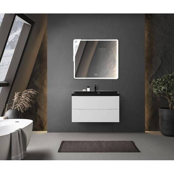Тумба подвесная с раковиной BelBagno 80 см MARINO-800-2C-SO-BL-P (раковина BB800/450-LV-ART-PR-NERO) Bianco Lucido - фото 6