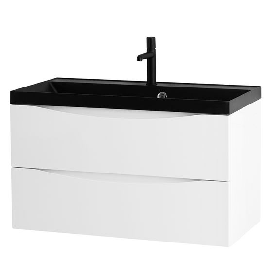 Тумба подвесная с раковиной BelBagno 80 см MARINO-800-2C-SO-BO-P (раковина BB800/450-LV-ART-PR-NERO) Bianco Opaco - фото 4