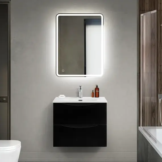 Тумба подвесная с раковиной BelBagno 60 см MARINO-CER-MINI-600-2C-SO-NL-P (раковина BB-8099-3-60) Nero Lucido - фото 11
