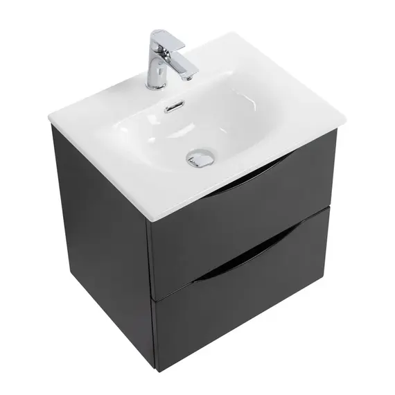 Тумба подвесная с раковиной BelBagno 60 см MARINO-CER-MINI-600-2C-SO-NL-P (раковина BB-8099-3-60) Nero Lucido - фото 4