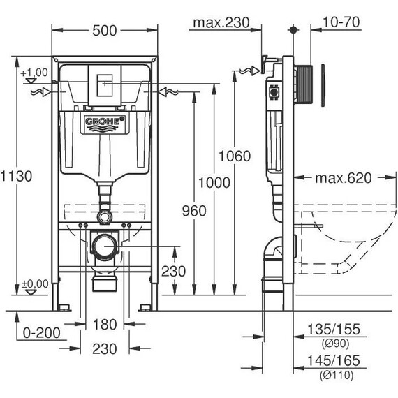 Инсталляция с подвесным унитазом комплект: Grohe Rapid SL 38772001 с подвесным безободковым унитазом Taliente Amato Tornado 3 AM55003 сиденье микролифт, крепление, кнопка смыва хром (система смыва Торнадо) - фото 13