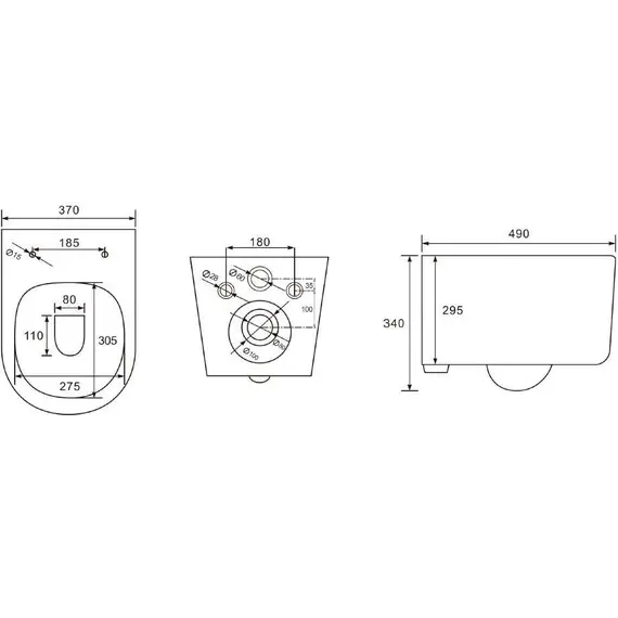 Инсталляция с подвесным унитазом комплект AQUATEK INS-0000023, крепление, кнопка смыва на выбор, унитаз безободковый Aquatek Мия AQ2004-MB с тонкой крышкой sc, чёрный матовый - фото 11