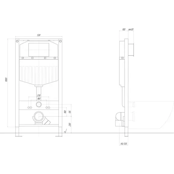 Инсталляция с подвесным унитазом комплект AQUATEK INS-0000023, крепление, кнопка смыва на выбор, унитаз безободковый Aquatek Мия AQ2004-MB с тонкой крышкой sc, чёрный матовый - фото 12