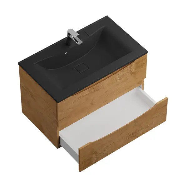 Тумба подвесная с раковиной BelBagno 80 см MARINO-800-2C-SO-RN-P (раковина BB800/450-LV-ART-PR-NERO) Rovere Nature - фото 5