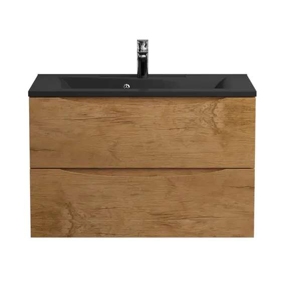 Тумба подвесная с раковиной BelBagno 80 см MARINO-800-2C-SO-RN-P (раковина BB800/450-LV-ART-PR-NERO) Rovere Nature - фото 3