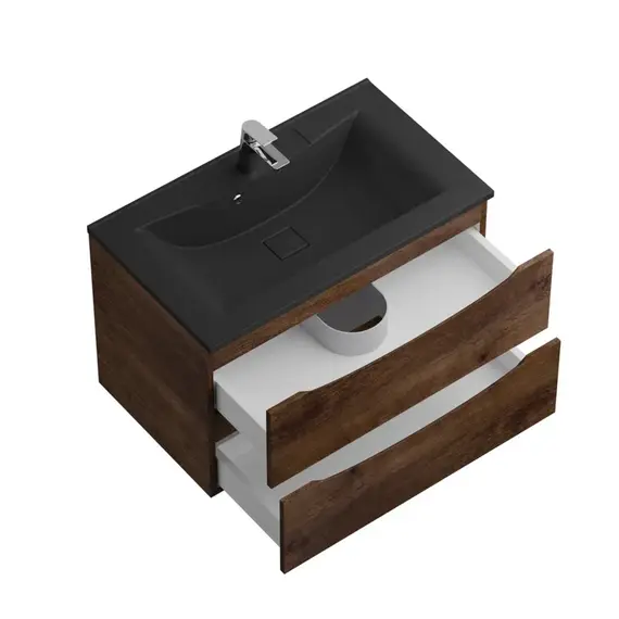 Тумба подвесная с раковиной BelBagno 80 см MARINO-800-2C-SO-RW-P (раковина BB800/450-LV-ART-PR-NERO) Rovere Moro - фото 5
