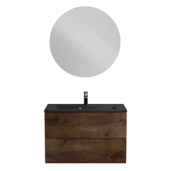 Тумба подвесная с раковиной BelBagno 80 см MARINO-800-2C-SO-RW-P (раковина BB800/450-LV-ART-PR-NERO) Rovere Moro - фото 9