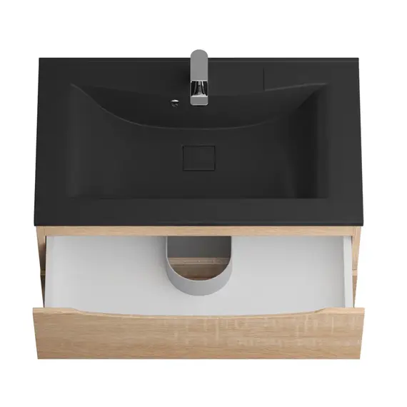Тумба подвесная с раковиной BelBagno 80 см MARINO-800-2C-SO-WO-P (раковина BB800/450-LV-ART-PR-NERO) Rovere Bianco - фото 6