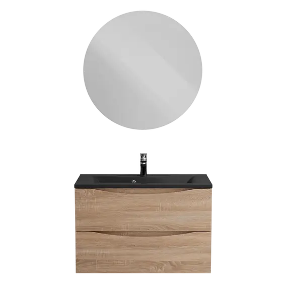 Тумба подвесная с раковиной BelBagno 80 см MARINO-800-2C-SO-WO-P (раковина BB800/450-LV-ART-PR-NERO) Rovere Bianco - фото 9