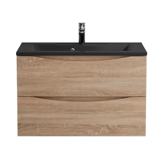 Тумба подвесная с раковиной BelBagno 80 см MARINO-800-2C-SO-WO-P (раковина BB800/450-LV-ART-PR-NERO) Rovere Bianco - фото 4