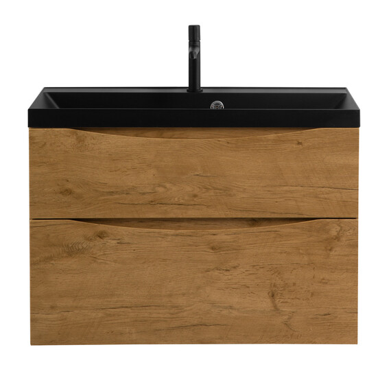 Тумба подвесная с раковиной BelBagno 80 см MARINO-H60-800-2C-SO-RN-P (раковина BB800/450-LV-ART-PR-NERO) Rovere Nature - фото 