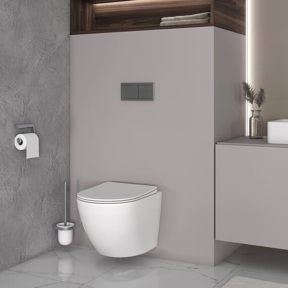 Инсталляция с подвесным унитазом комплект: Grohe Rapid SL 38772001 с подвесным безободковым унитазом Taliente Amato Tornado 3 AM55003 сиденье микролифт, крепление, кнопка смыва хром (система смыва Торнадо) - фото 3