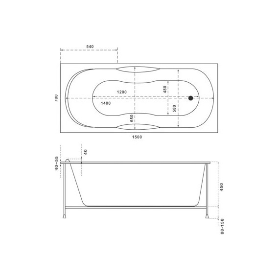 Ванна акриловая Bas Рио 150x70 см, Размер - мм: 1500х700 - фото, картинка 5 Ванна акриловая Bas Рио 150x70 см, Размер - мм: 1500х700 - фото 5