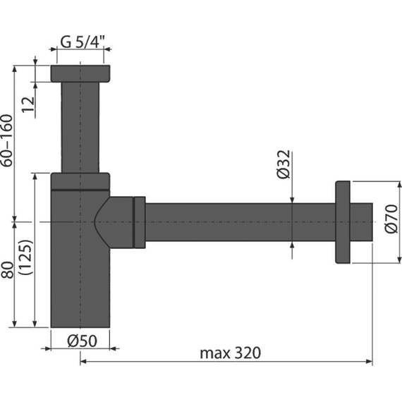 Сифон для умывальника AlcaPlast A400BLACK DESIGN DN32 - фото 2