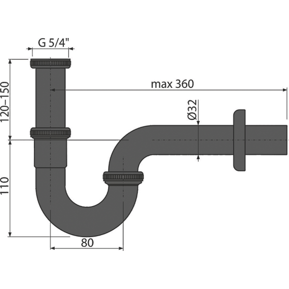Сифон для умывальника AlcaPlast A4320BLACK DN32 - фото, картинка 2 Сифон для умывальника AlcaPlast A4320BLACK DN32 - фото 2