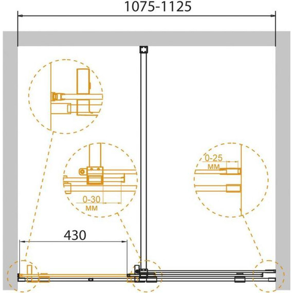 Душевая дверь Cezares 110 см STREAM-BF-1-110-C-Cr (стекло 8 мм) хром/прозрачное - фото 2