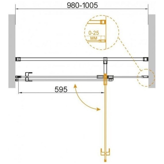 Душевая дверь Cezares 100 см VALVOLA-B-1-100-C-Cr, хром/прозрачное - фото 2