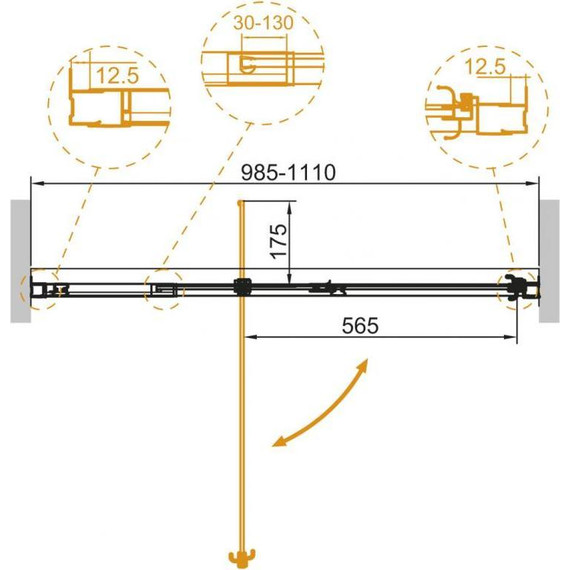 Душевая дверь Cezares 100/110 см VARIANTE-B-1-100/110-C-Cr, хром/прозрачное - фото 2