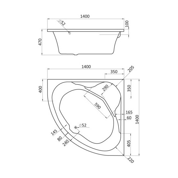 Ванна акриловая Santek Мелвилл 140x140 см 1.WH30.2.402 - фото 2