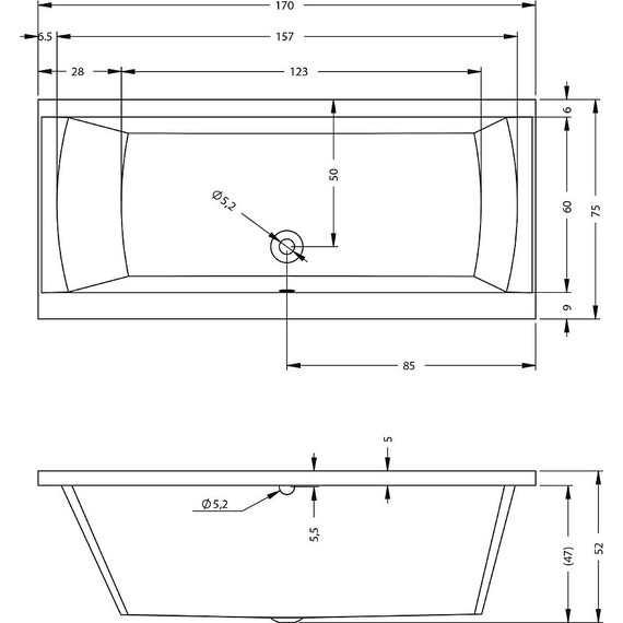 Ванна акриловая Riho JULIA 170x75 см BA5300500000000, Размер - мм: 1700х750 - фото 6