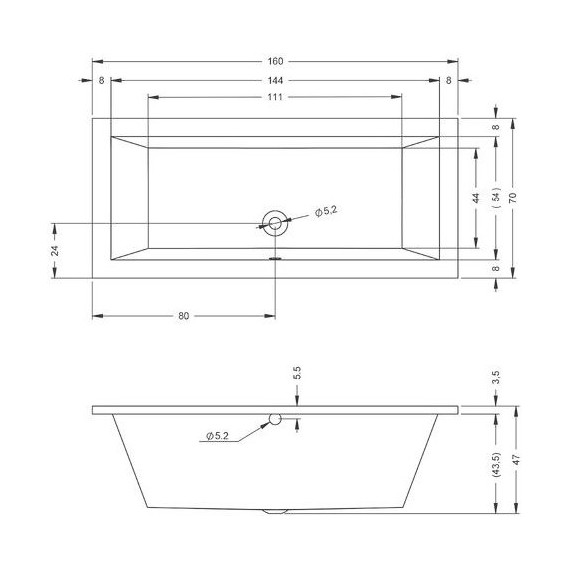 Ванна акриловая Riho LUGO 160x70 см B138001005, Размер - мм: 1600х700 - фото 5