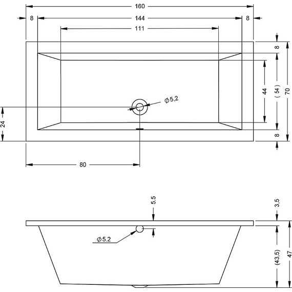 Ванна акриловая Riho LUSSO 160x70 см B013001005, Размер - мм: 1600х700 - фото 6
