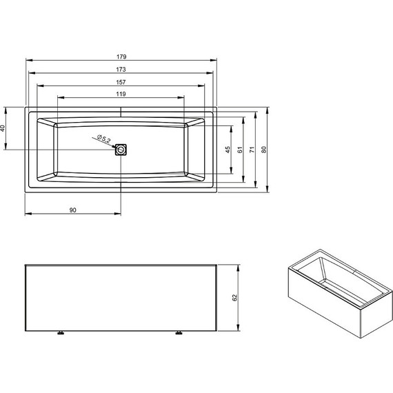 Ванна акриловая Riho STILL SQUARE ELITE 180x80 см R B099030005, Размер - мм: 1800х800 - фото 4