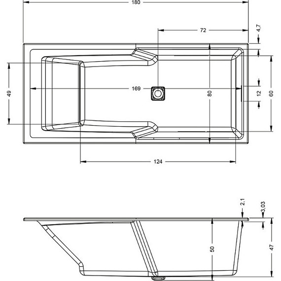 Ванна акриловая Riho STILL SHOWER (LED) 180x80 см B103003005, Размер - мм: 1800х800 - фото 4