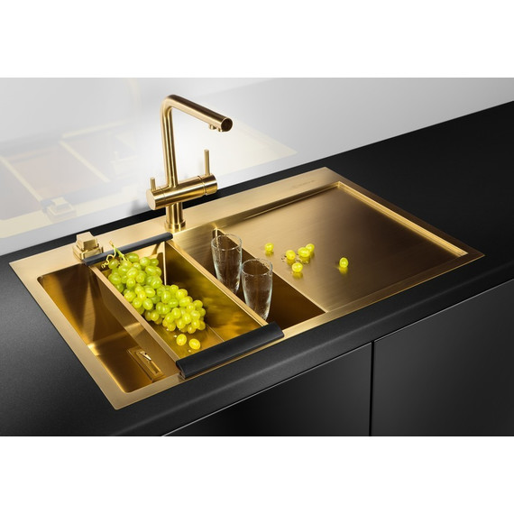 Кухонная мойка Omoikiri AKISAME 78-LG-L (4973085) 1,2 мм, светлое золото, Цвет производителя: светлое золото - фото 4