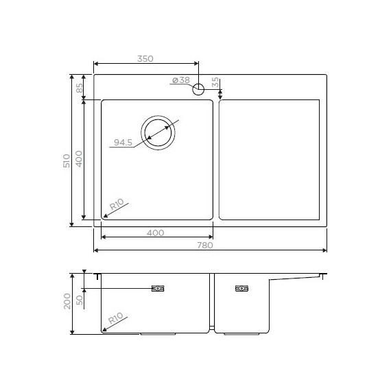 Кухонная мойка Omoikiri AKISAME 78-GM-L (4973099) 1,2 мм, вороненая сталь, Цвет производителя: вороненая сталь - фото 4