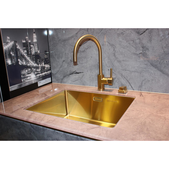 Кухонная мойка Omoikiri TAKI 49-U/IF-LG (4973523) 1,2 мм, светлое золото, Цвет производителя: светлое золото - фото 3