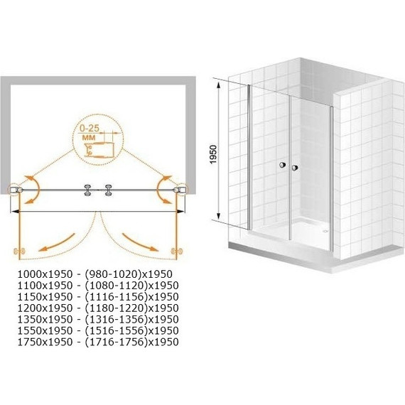 Душевая дверь Cezares 135 см ELENA-W-B-2-140-P-Cr, хром/матовое - фото 4