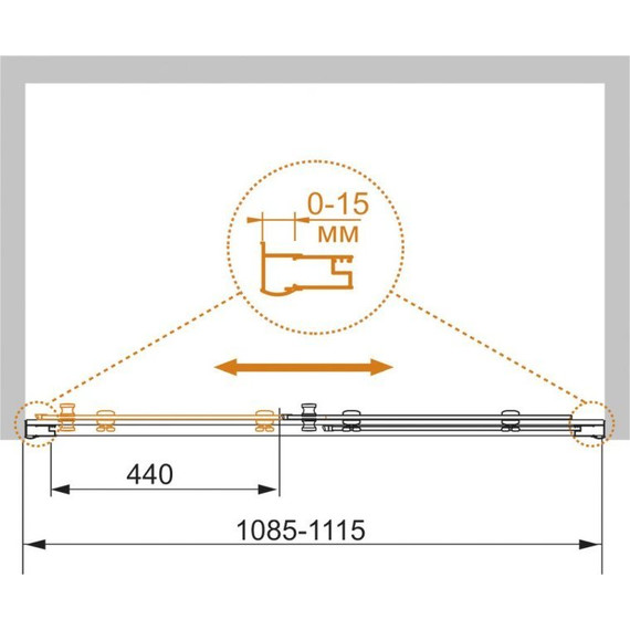 Душевая дверь Cezares 110 см PRATICO-BF-1-110-C-Cr, хром/прозрачное - фото 2