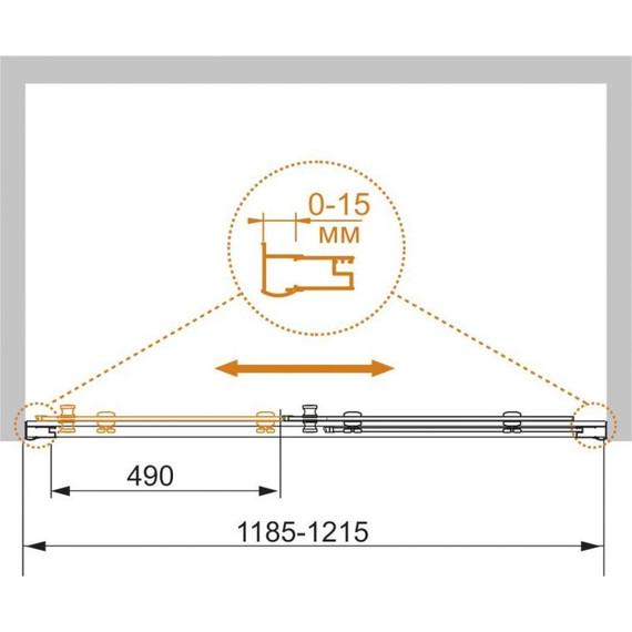 Душевая дверь Cezares 120 см PRATICO-BF-1-120-C-Cr, хром/прозрачное - фото, картинка 2 Душевая дверь Cezares 120 см PRATICO-BF-1-120-C-Cr, хром/прозрачное - фото 2