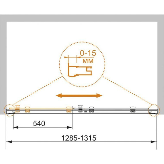 Душевая дверь Cezares 130 см PRATICO-BF-1-130-C-Cr, хром/прозрачное - фото 2