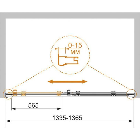 Душевая дверь Cezares 135 см PRATICO-BF-1-135-C-Cr, хром/прозрачное - фото 2
