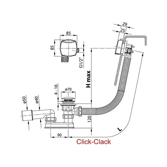 Сифон для ванны Ravak X01440 металл - фото, картинка 4 Сифон для ванны Ravak X01440 металл - фото 4